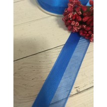 Лента органза с атласом 2,5 см цв. синий, цена за 1 м